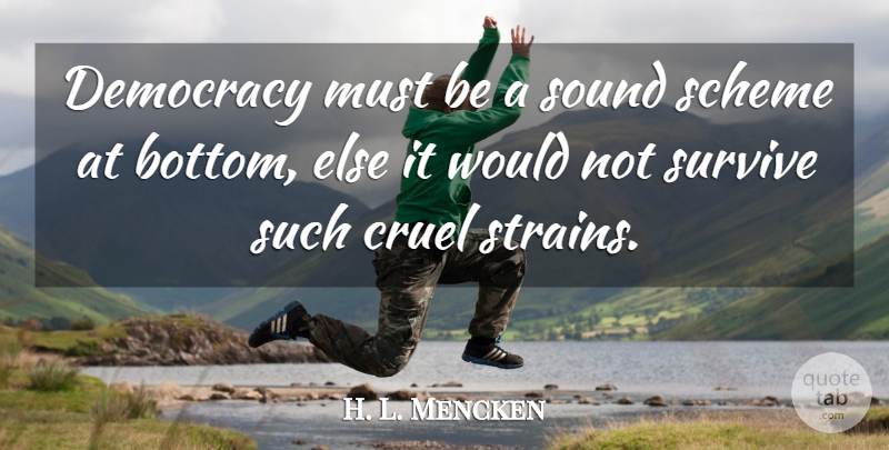 H. L. Mencken Quote About Democracy, Sound, Schemes: Democracy Must Be A Sound...