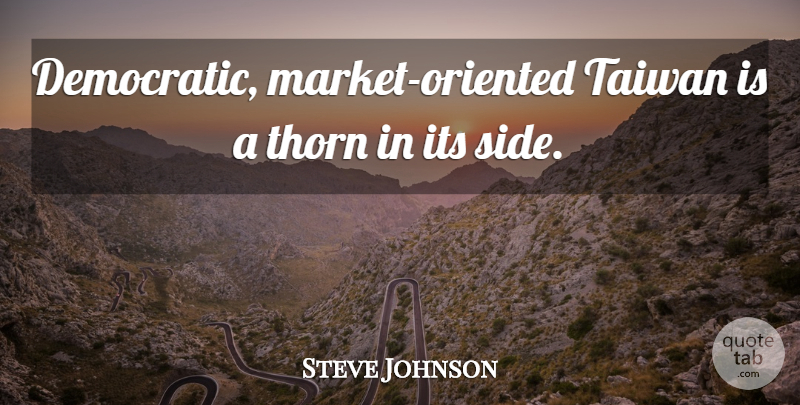 Steve Johnson Quote About Taiwan, Thorn: Democratic Market Oriented Taiwan Is...