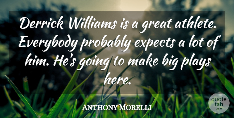 Anthony Morelli Quote About Athletics, Everybody, Expects, Great, Plays: Derrick Williams Is A Great...