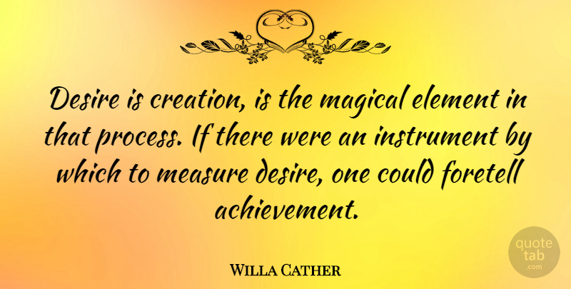 Willa Cather Quote About Inspirational, Life, Achievement: Desire Is Creation Is The...