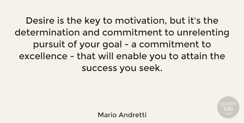 Mario Andretti Quote About Attain, Commitment, Desire, Determination, Enable: Desire Is The Key To...