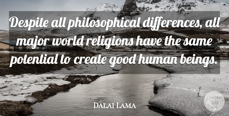 Dalai Lama Quote About Inspirational, Philosophical, World Religions: Despite All Philosophical Differences All...