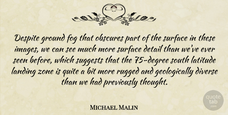 Michael Malin Quote About Bit, Despite, Detail, Diverse, Fog: Despite Ground Fog That Obscures...