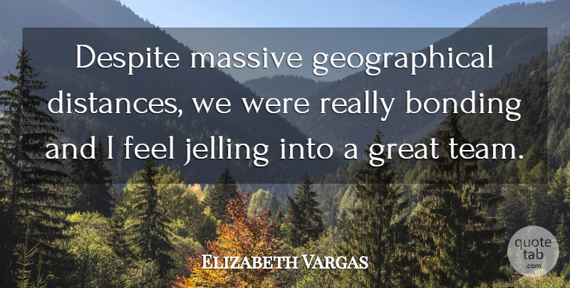 Elizabeth Vargas Quote About Bonding, Despite, Great, Massive: Despite Massive Geographical Distances We...