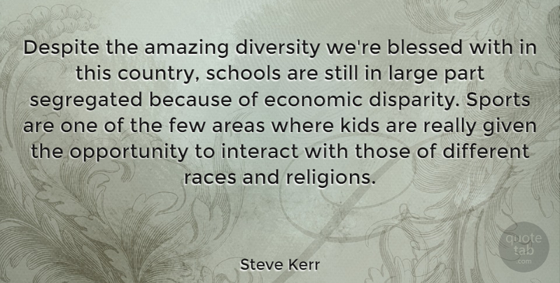 Steve Kerr Quote About Basketball, Sports, Country: Despite The Amazing Diversity Were...
