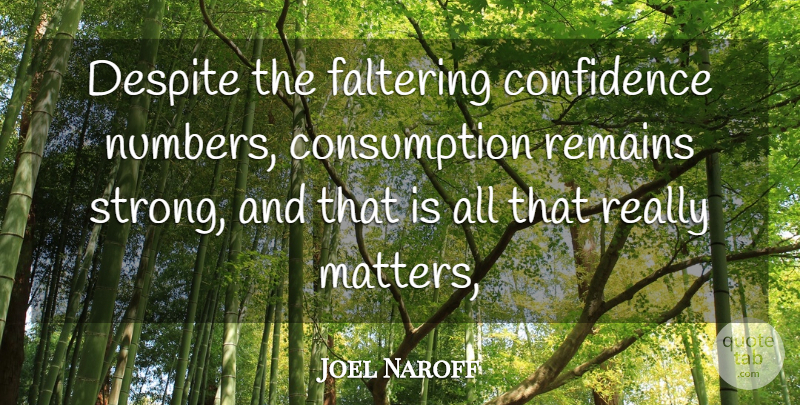 Joel Naroff Quote About Confidence, Despite, Remains: Despite The Faltering Confidence Numbers...