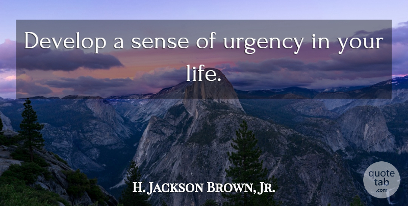 H. Jackson Brown, Jr. Quote About Goals And Achievement, Dreams And Goals, Goal Achievement: Develop A Sense Of Urgency...