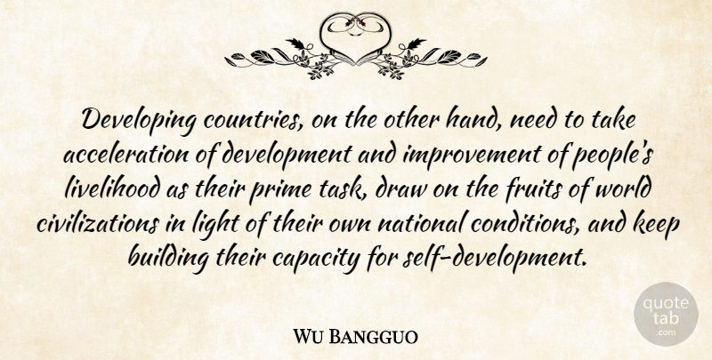 Wu Bangguo Quote About Building, Capacity, Developing, Draw, Fruits: Developing Countries On The Other...