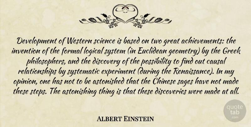 Albert Einstein Quote About Discovery, Two, Achievement: Development Of Western Science Is...