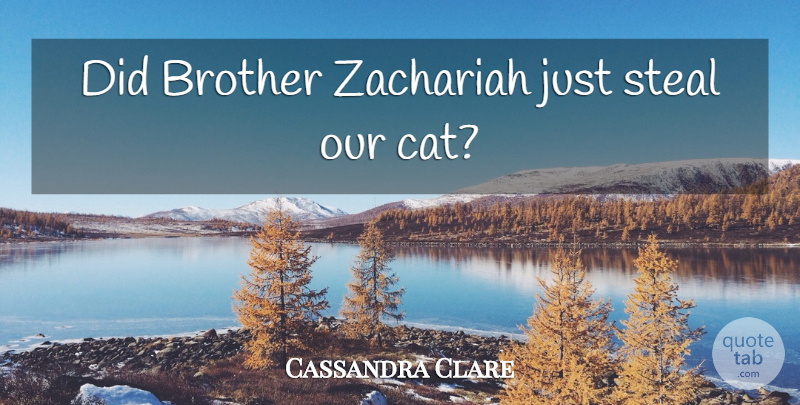 Cassandra Clare Quote About Brother, Cat, Stealing: Did Brother Zachariah Just Steal...