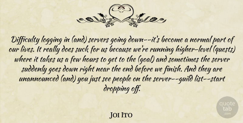 Joi Ito Quote About Difficulty, Dropping, Few, Goes, Hours: Difficulty Logging In And Servers...