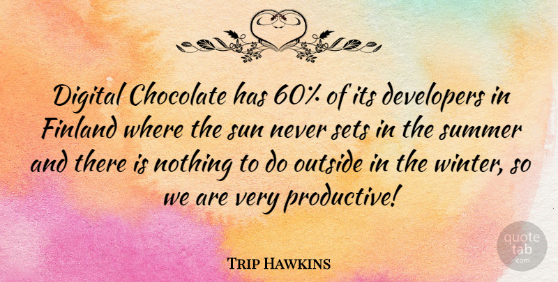 Trip Hawkins Quote About Summer, Winter, Chocolate: Digital Chocolate Has 60 Of...