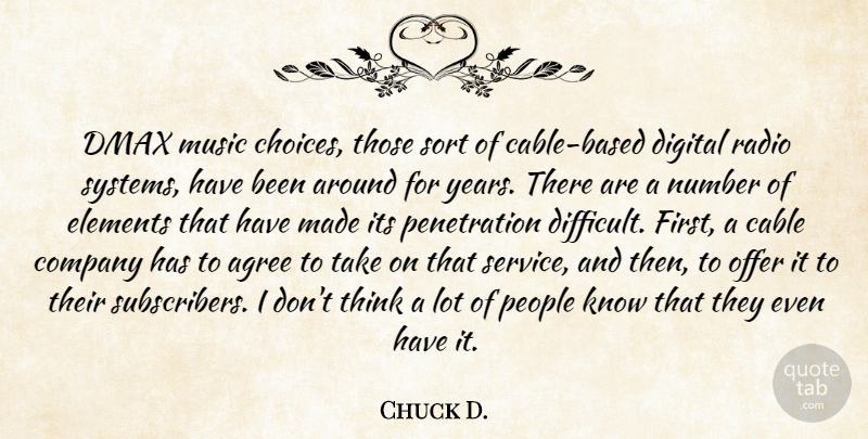 Chuck D. Quote About Agree, Cable, Company, Digital, Elements: Dmax Music Choices Those Sort...