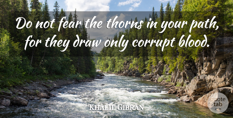 Khalil Gibran Quote About Inspirational, Spiritual, Blood: Do Not Fear The Thorns...