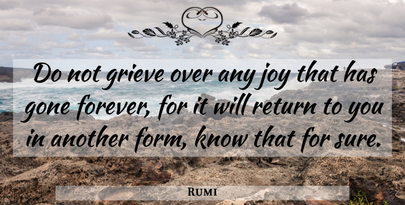 Rumi Quote About Grieving, Joy, Forever: Do Not Grieve Over Any...