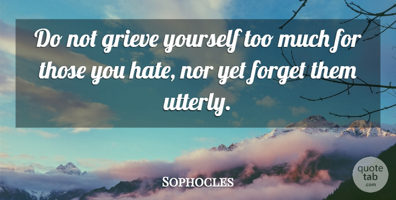 Sophocles Quote About Hate, Grieving, Too Much: Do Not Grieve Yourself Too...