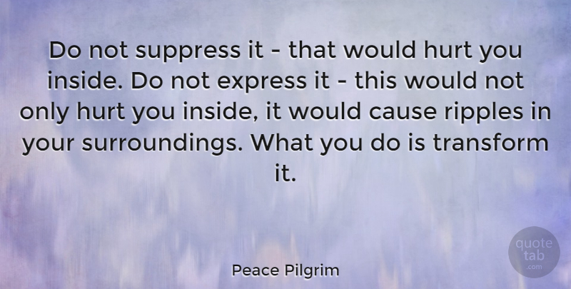 Peace Pilgrim Quote About Hurt, Peace, Causes: Do Not Suppress It That...