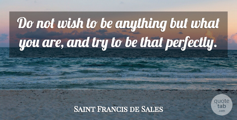 Saint Francis de Sales Quote About Inspirational, Life And Love, Self Esteem: Do Not Wish To Be...