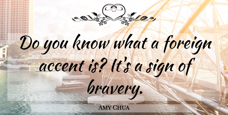 Amy Chua Quote About Bravery, Accents, Do You Know: Do You Know What A...