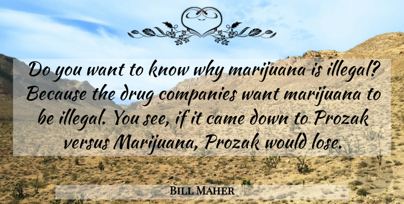 Bill Maher Quote About Marijuana, Drug, Want: Do You Want To Know...