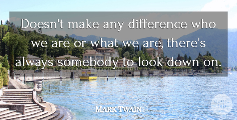 Mark Twain Quote About Animal, Differences, Humanity: Doesnt Make Any Difference Who...