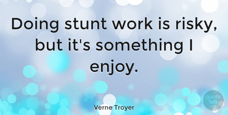 Verne Troyer Quote About Enjoy: Doing Stunt Work Is Risky...