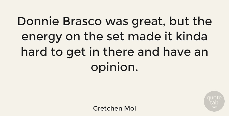 Gretchen Mol Quote About Energy, Opinion, Made: Donnie Brasco Was Great But...