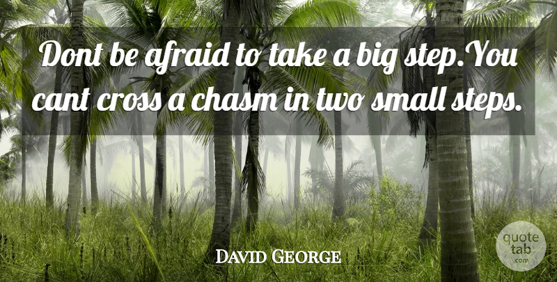 David George Quote About Afraid, Cant, Chasm, Courage, Cross: Dont Be Afraid To Take...