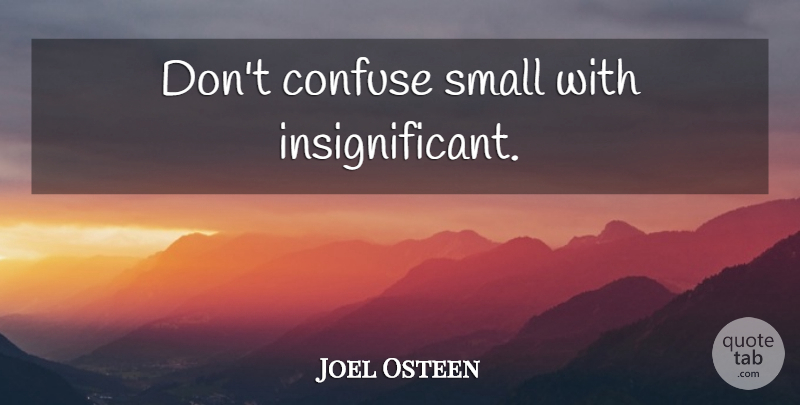 Joel Osteen Quote About Insignificant: Dont Confuse Small With Insignificant...
