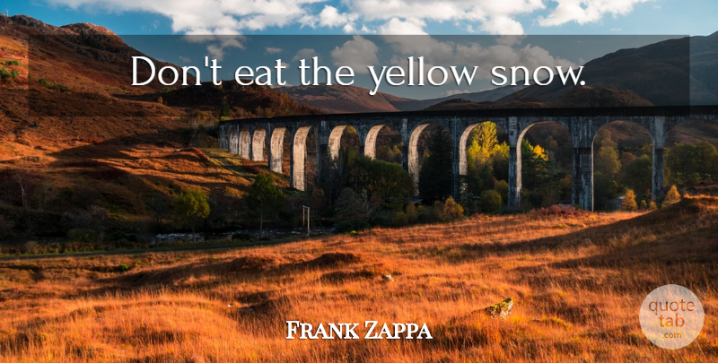 Frank Zappa Quote About Yellow, Snowboarding, Snow: Dont Eat The Yellow Snow...