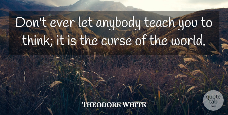 Theodore White Quote About Anybody, Curse, Teach: Dont Ever Let Anybody Teach...