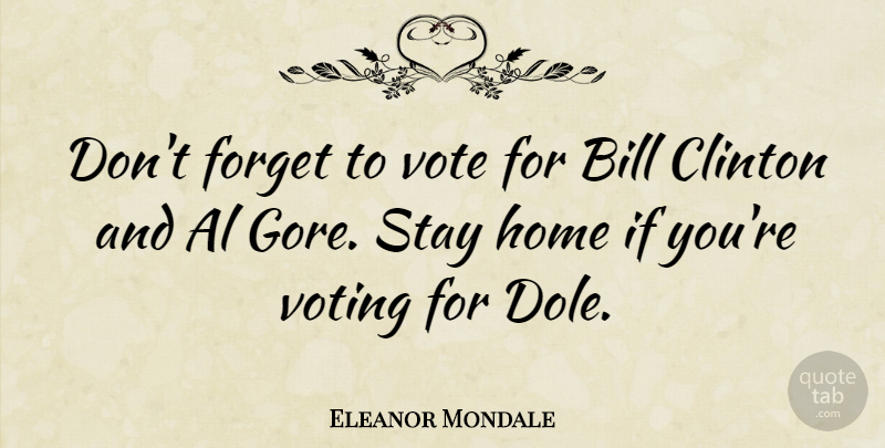 Eleanor Mondale Quote About Home, Voting, Bills: Dont Forget To Vote For...