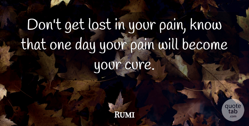 Rumi Quote About Pain, One Day, Cures: Dont Get Lost In Your...