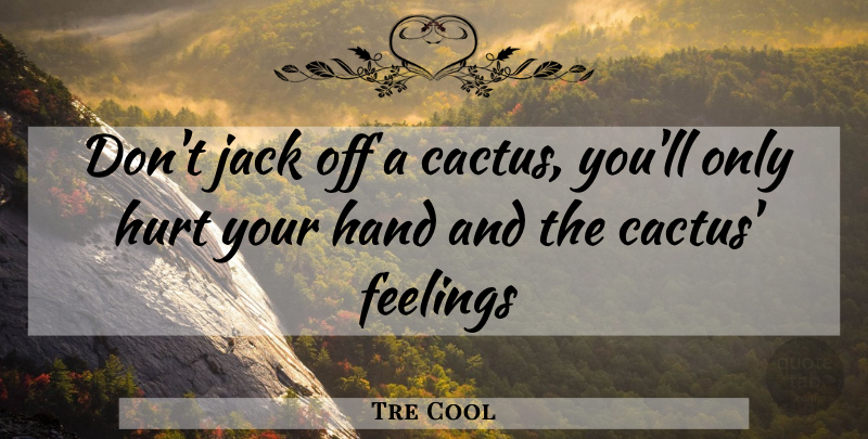 Tre Cool Quote About Hurt, Hands, Feelings: Dont Jack Off A Cactus...
