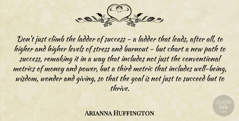 Arianna Huffington Quote About Stress, Giving, Goal: Dont Just Climb The Ladder...