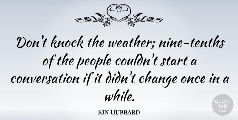 Kin Hubbard Quote About Funny, Change, Communication: Dont Knock The Weather Nine...