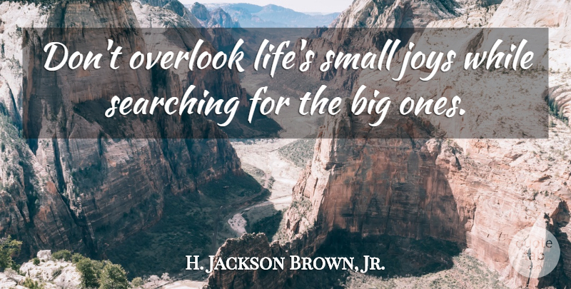 H. Jackson Brown, Jr. Quote About Joy, Bigs, Trampolines: Dont Overlook Lifes Small Joys...
