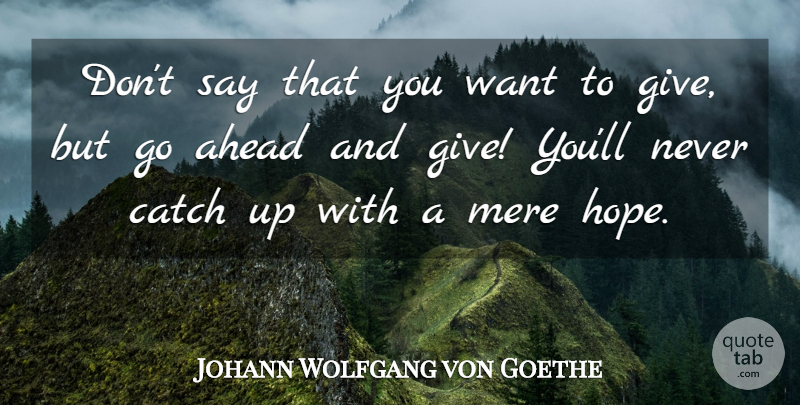 Johann Wolfgang von Goethe Quote About Giving, Want, Mere: Dont Say That You Want...
