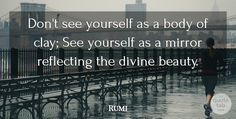 Rumi Quote About Divine Beauty, Mirrors, Body: Dont See Yourself As A...