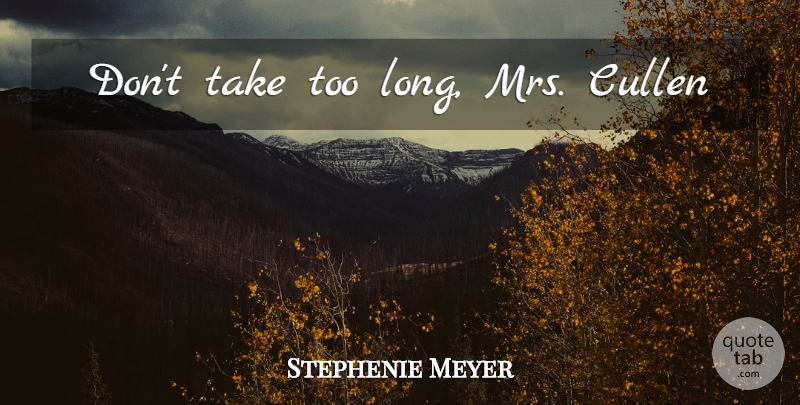 Stephenie Meyer Quote About Long, Breaking Dawn: Dont Take Too Long Mrs...