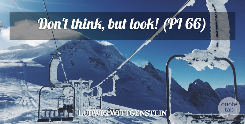 Ludwig Wittgenstein Quote About Thinking, Carpe Diem, Looks: Dont Think But Look Pi...