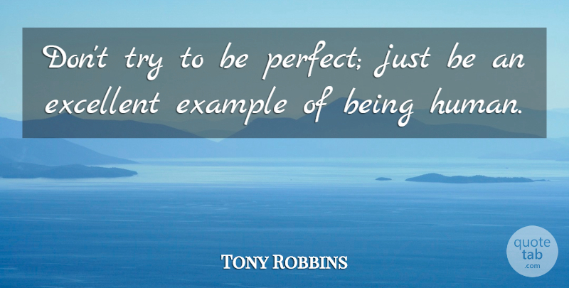 Tony Robbins Quote About Perfect, Trying, Opportunities To Learn: Dont Try To Be Perfect...