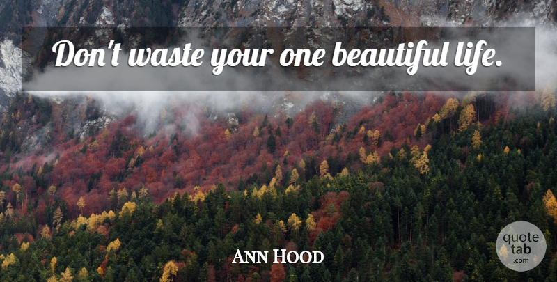 Ann Hood Quote About Beautiful, Beautiful Life, Waste: Dont Waste Your One Beautiful...