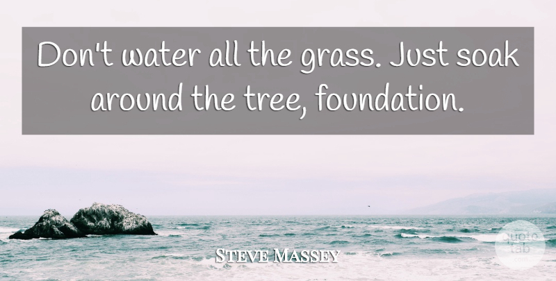 Steve Massey Quote About Soak, Water: Dont Water All The Grass...
