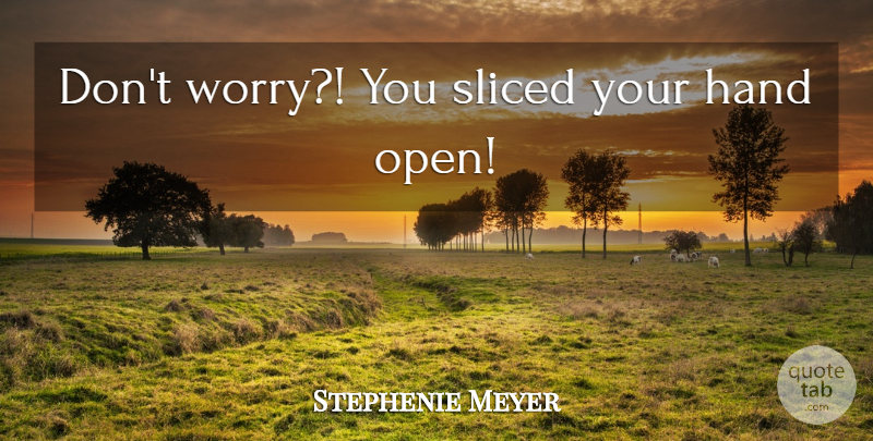 Stephenie Meyer Quote About Hands, Worry: Dont Worry You Sliced Your...