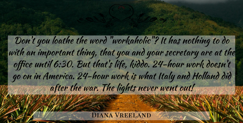 Diana Vreeland Quote About War, Light, America: Dont You Loathe The Word...