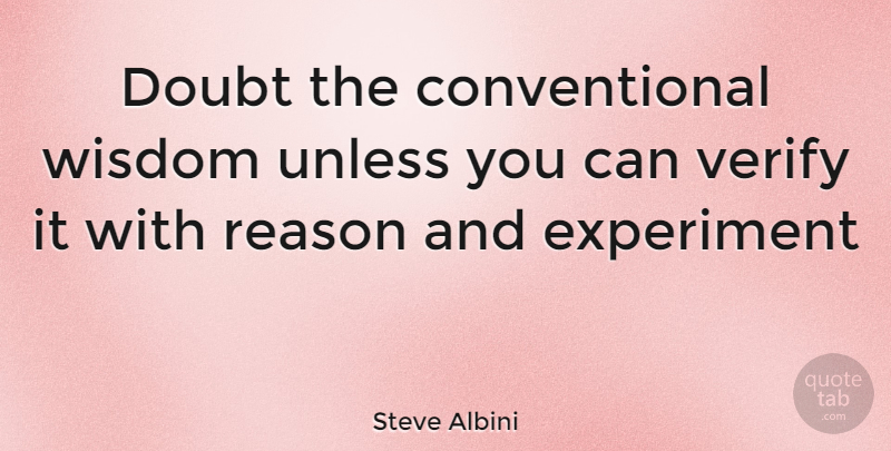 Steve Albini Quote About Doubt, Reason, Conventional Wisdom: Doubt The Conventional Wisdom Unless...