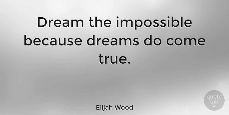 Elijah Wood Quote About Dream, Impossible, Dreams Come True: Dream The Impossible Because Dreams...