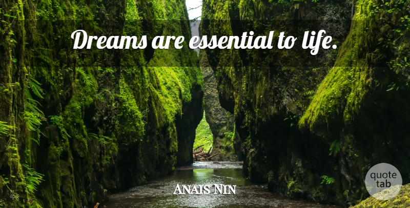 Anais Nin Quote About Dream, Psychics, Empowerment: Dreams Are Essential To Life...