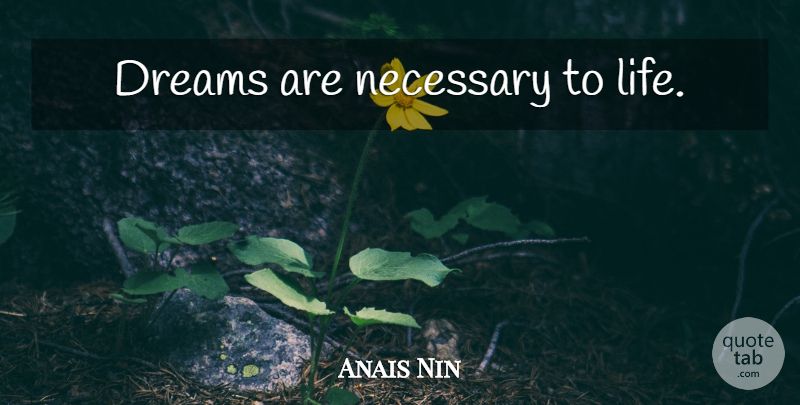 Anais Nin Quote About Life, Happiness, Dream: Dreams Are Necessary To Life...